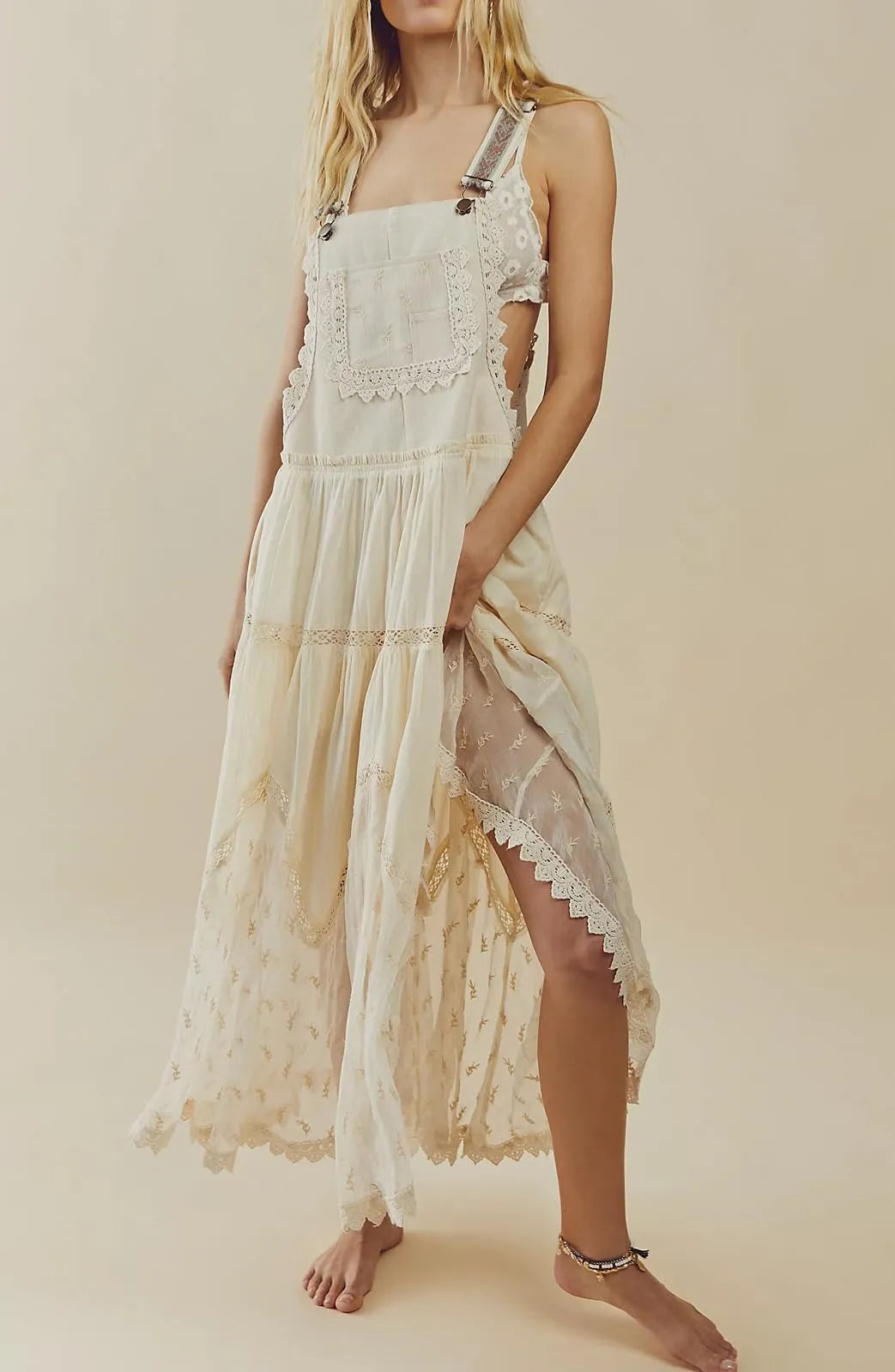 OLIVIA™ Dress | Lace Embroidered Maxi Dress Adjustable Strap | 50% OFF