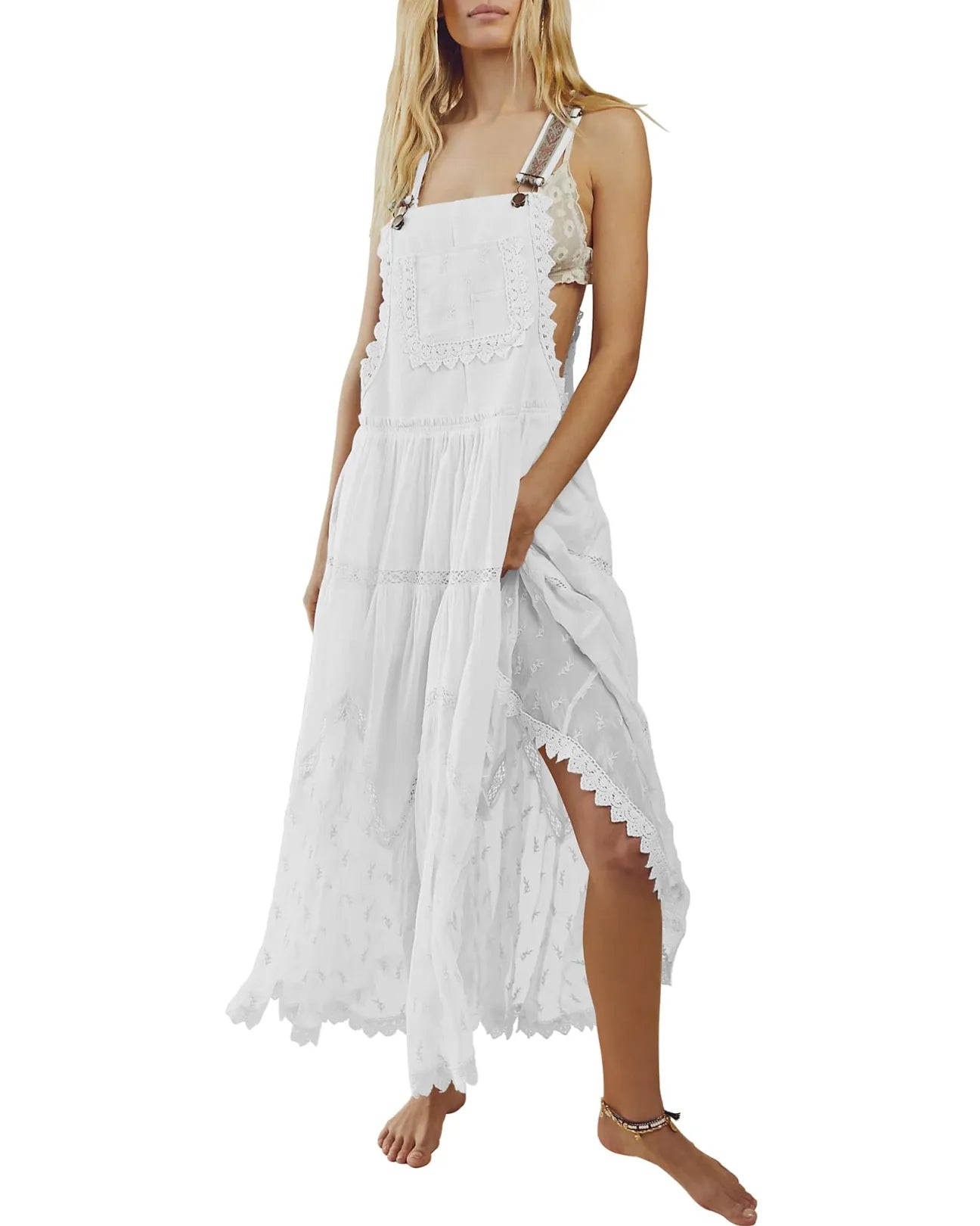 OLIVIA™ Dress | Lace Embroidered Maxi Dress Adjustable Strap | 50% OFF