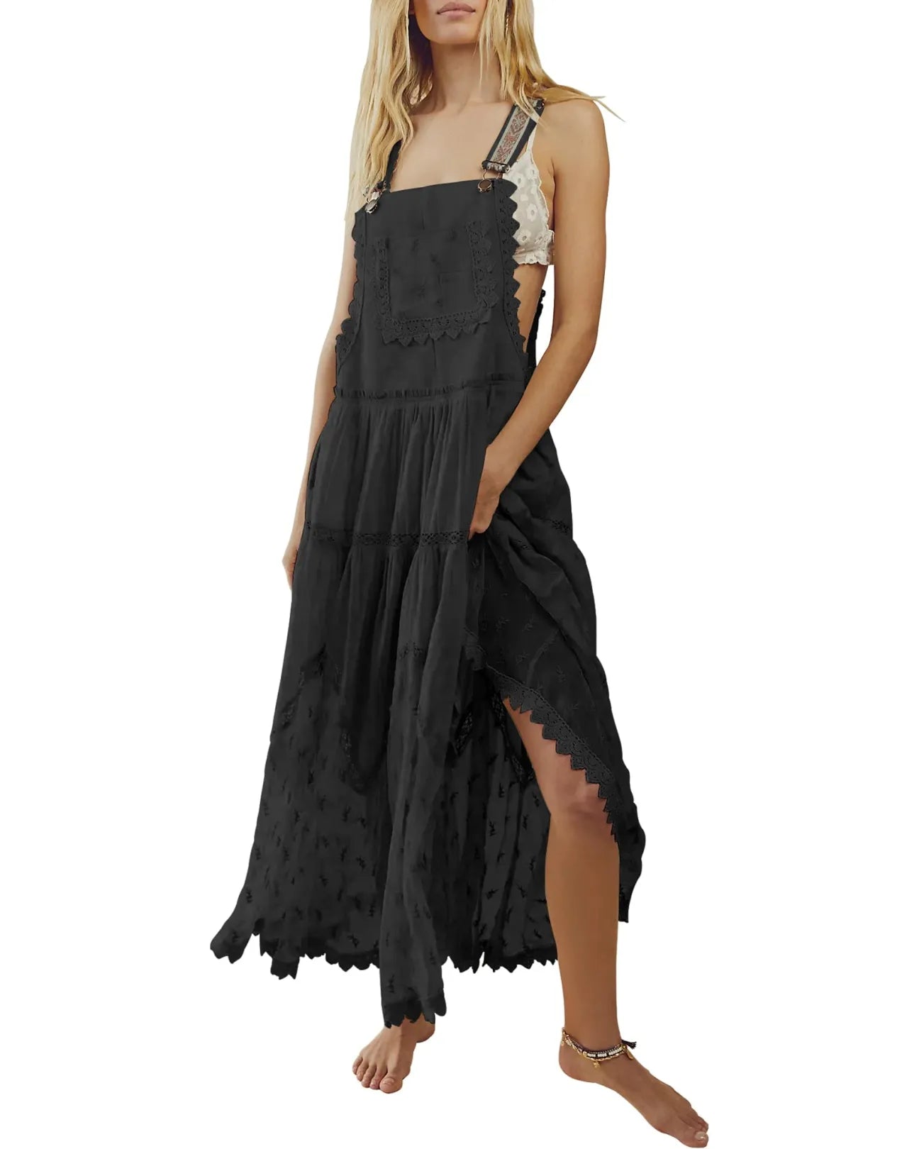 OLIVIA™ Dress | Lace Embroidered Maxi Dress Adjustable Strap | 50% OFF