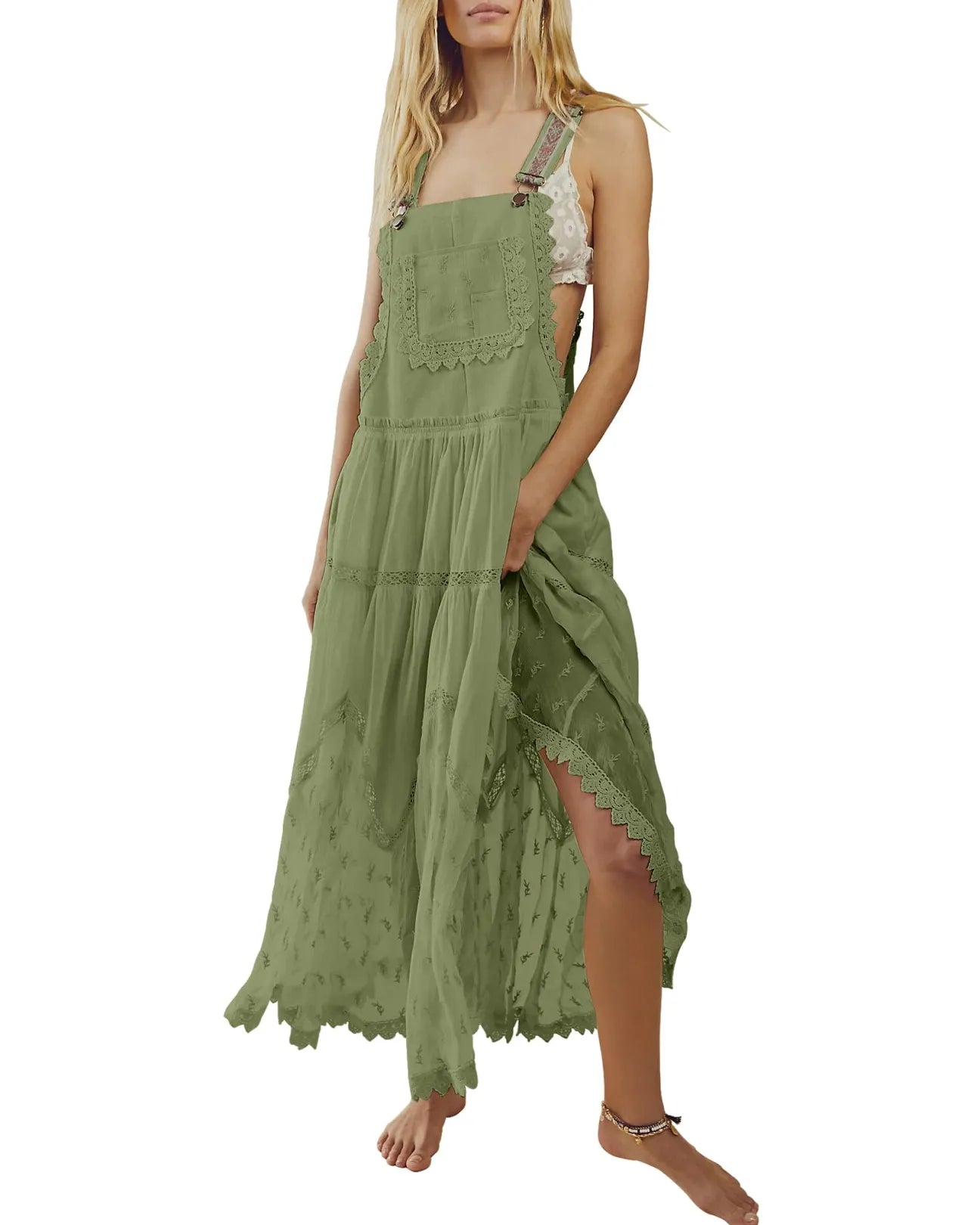 OLIVIA™ Dress | Lace Embroidered Maxi Dress Adjustable Strap | 50% OFF